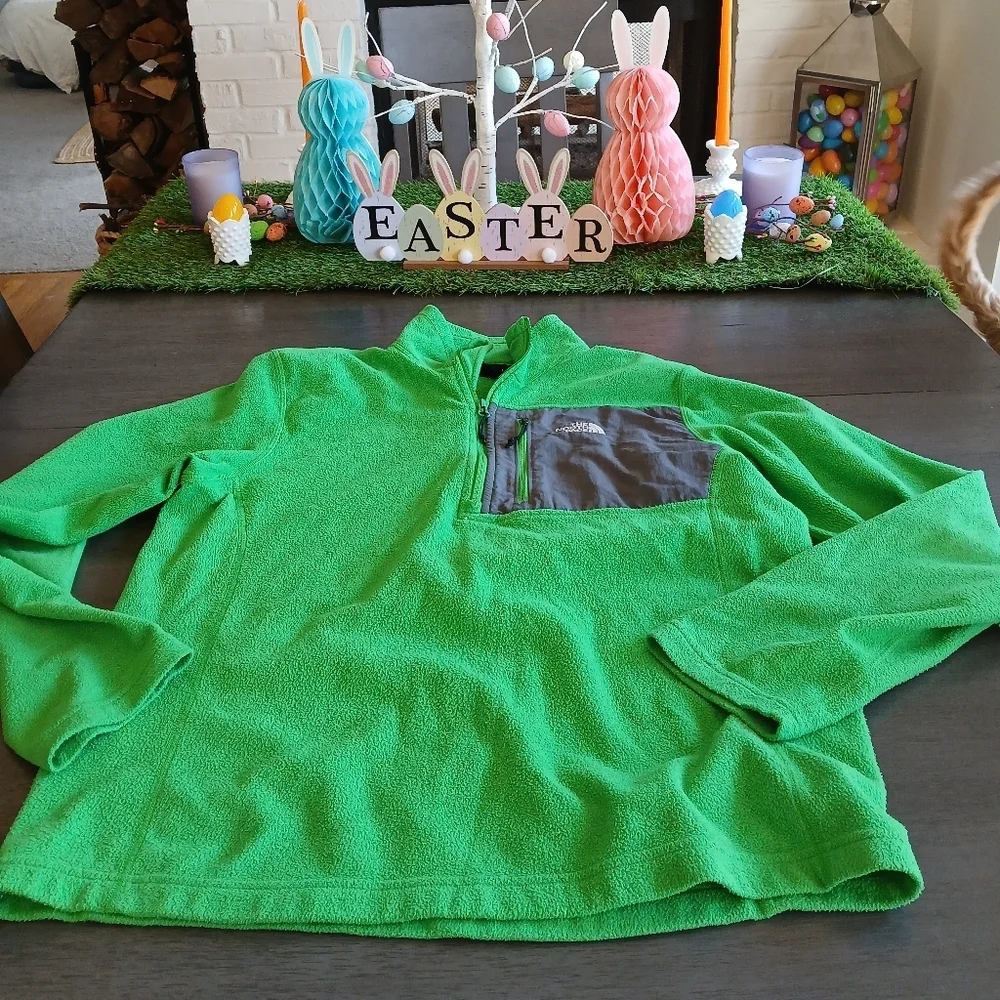 The North Face Green Fleece Pullover Excellent Condition Size M - Picture 2 of 4